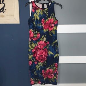 Enfocus Studio Floral Midi Dress - Navy and Fuchsia
